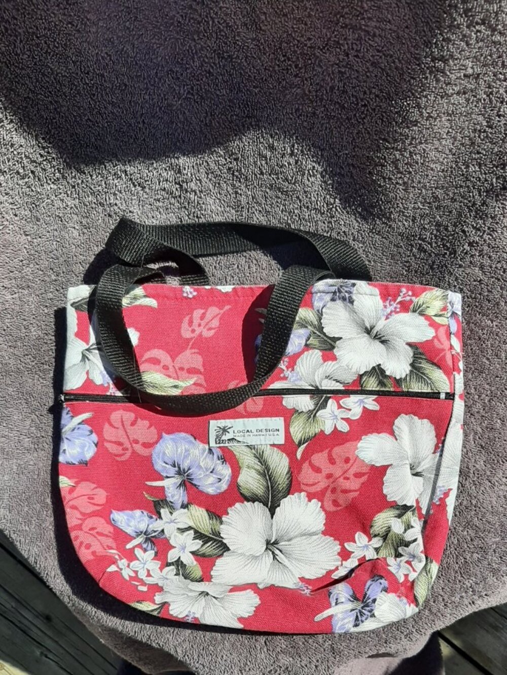 Fabric Hand Bag Lunch Bag Hawaiian Floral 9" x 12" x 4"